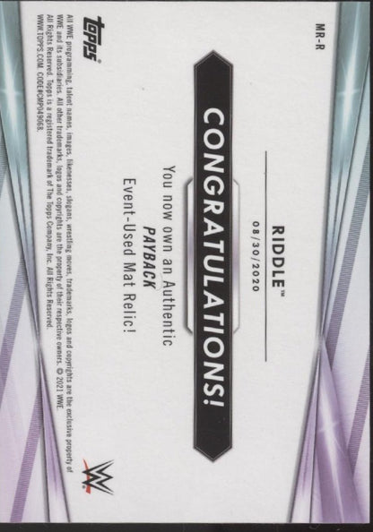 Riddle 2021 Topps WWE Payback Swatch 05/25 #MR - R - Collector Store LLC