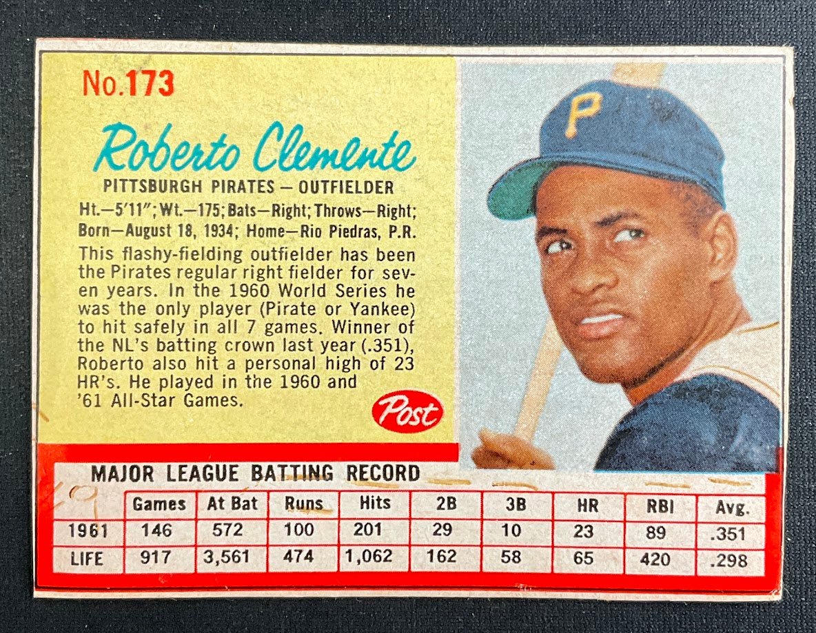 Roberto Clemente 1962 Post Handcut #173 Pittsburgh Pirates GD - Collector Store LLC