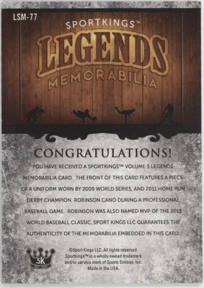 Robinson Cano 2023 Sport Kings Volume #5 Legends Swatch #LSM - 77 - Collector Store LLC