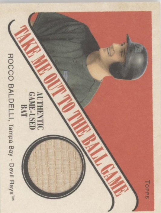 Rocco Baldelli 2004 Topps Cracker Jack Take Me Out to The Ball Game Bat Relic - Collector Store LLC