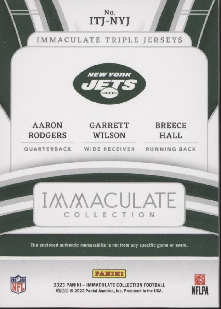 Rodgers / Wilson / Hall 2023 Panin Immaculate Collection Triple Swatch 10/49 - Collector Store LLC