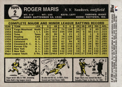 Roger Maris 2002 Topps Archives #2 #2 - Collector Store LLC