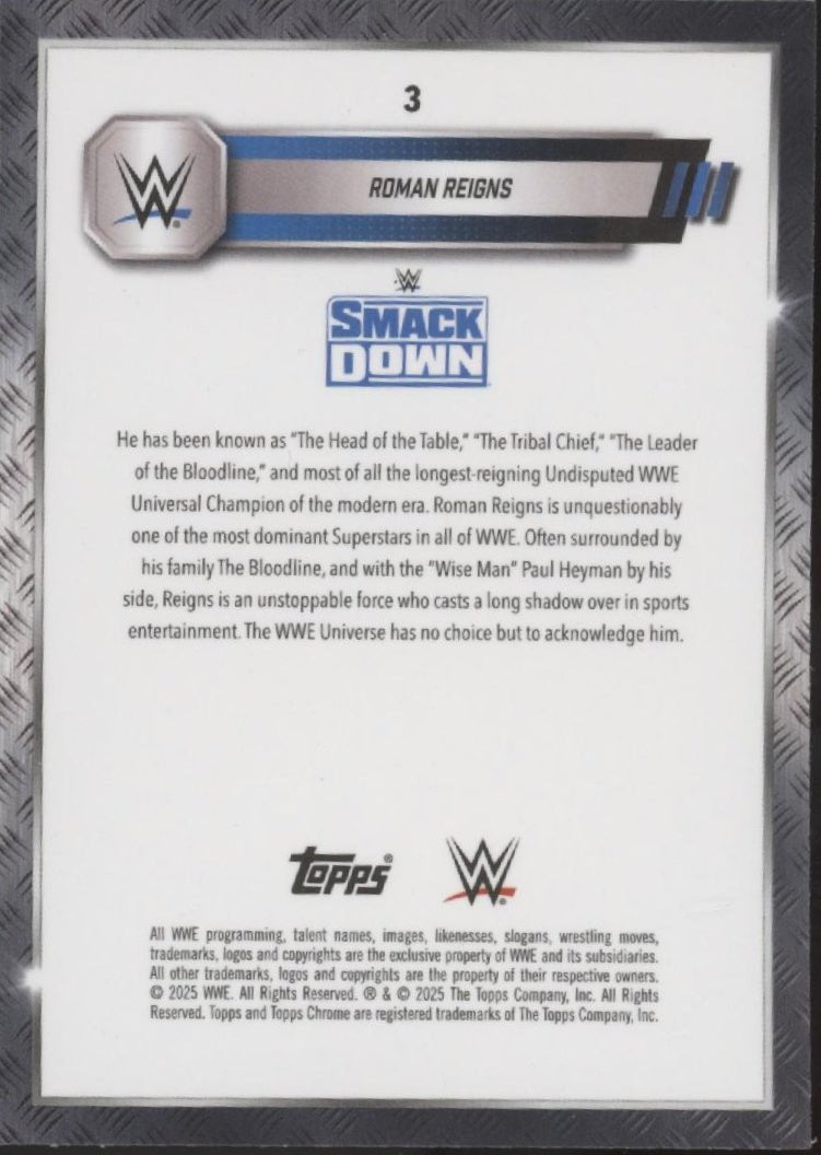 Roman Reigns 2025 Topps Chrome Green Refractor 31/99 3 - Collector Store LLC