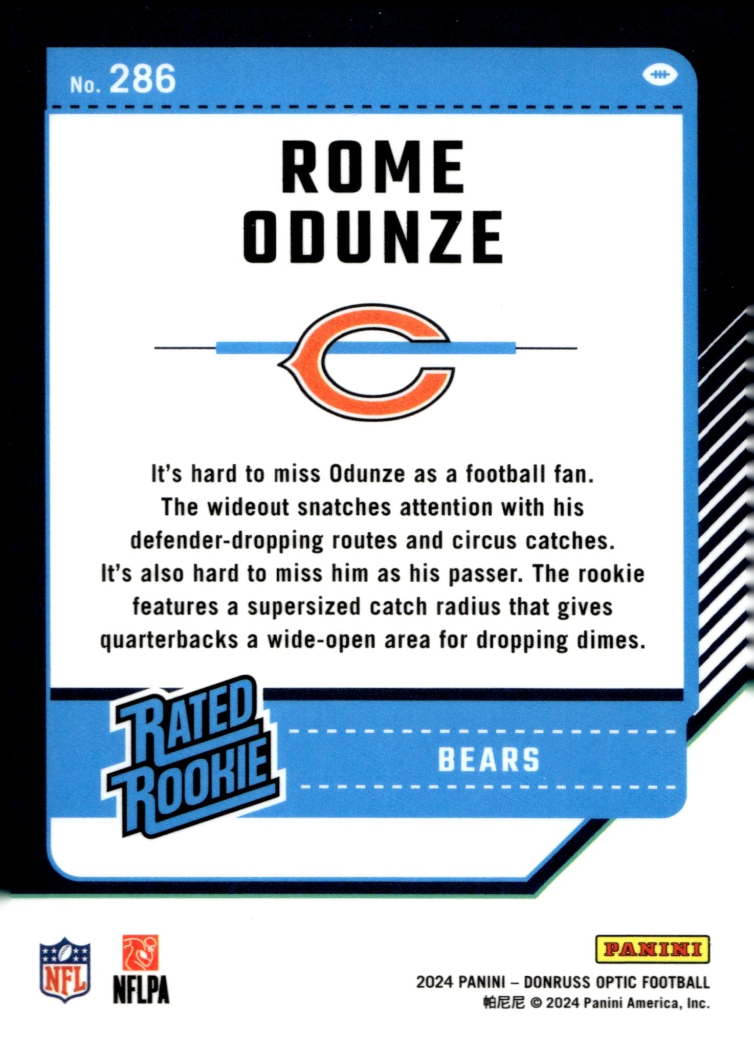 Rome Odunze 2024 Panini Donruss Optic Rated Rookie RC 286 1 - Collector Store LLC