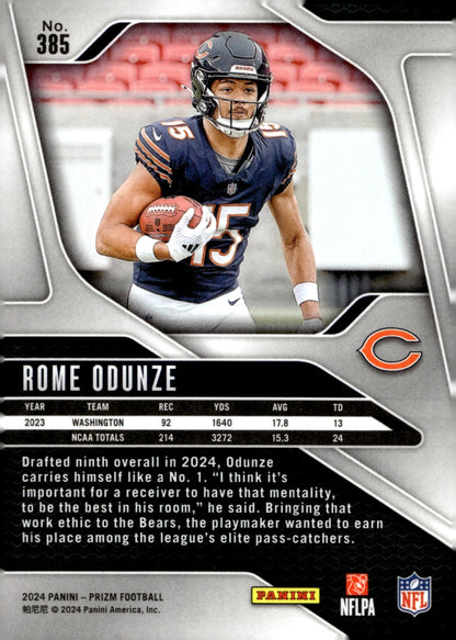 Rome Odunze 2024 Panini Prizm RC #385 - Collector Store LLC
