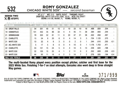 Romy Gonzalez 2024 Topps Series 2 Blue Foil 371/999 #532 - Collector Store LLC