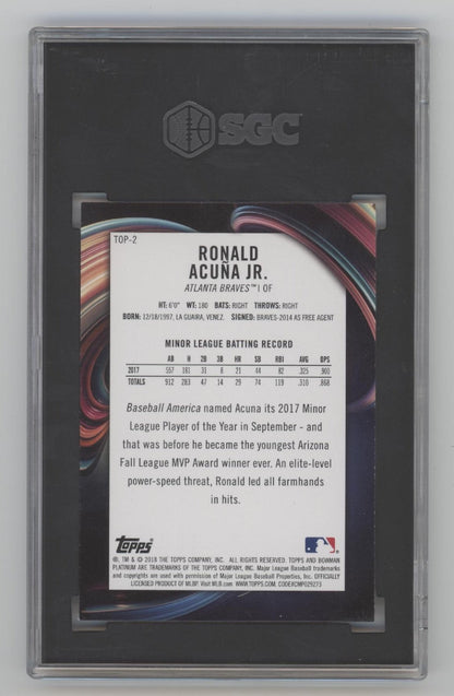 Ronald Acuna Jr. 2018 Bowman Platinum Top Prospects #TOP - 2 SGC 10 - Collector Store LLC