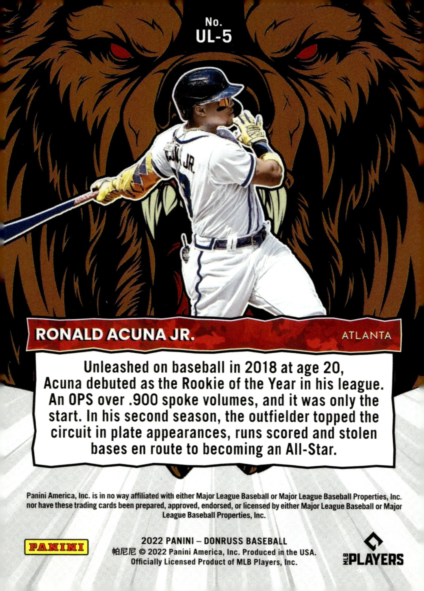 Ronald Acuna Jr. 2022 Panini Donruss Unleashed #UL - 5 - Collector Store LLC