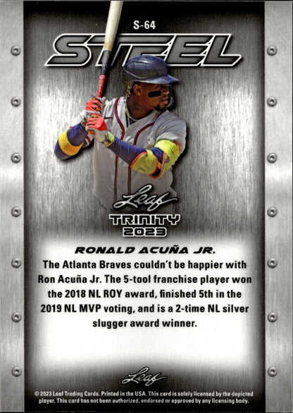 Ronald Acuna Jr. 2023 Leaf Trinity Steel #S - 64 - Collector Store LLC