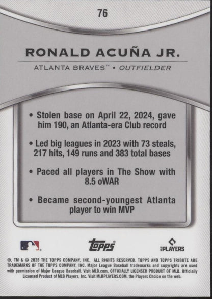 Ronald Acuna Jr. 2025 Topps Tribute 76 - Collector Store LLC