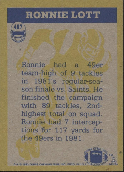 Ronnie Lott 1982 Topps In Action #487 San Francisco 49ers #4 - Collector Store LLC