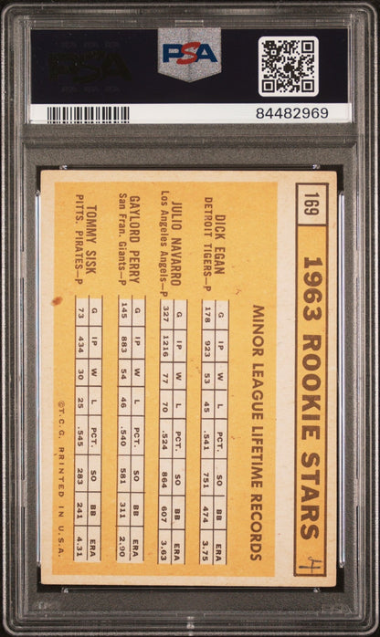 Rookie Stars 1963 Topps Egan / Navarro / Perry / Sisk #169 PSA 4 (MK) - Collector Store LLC