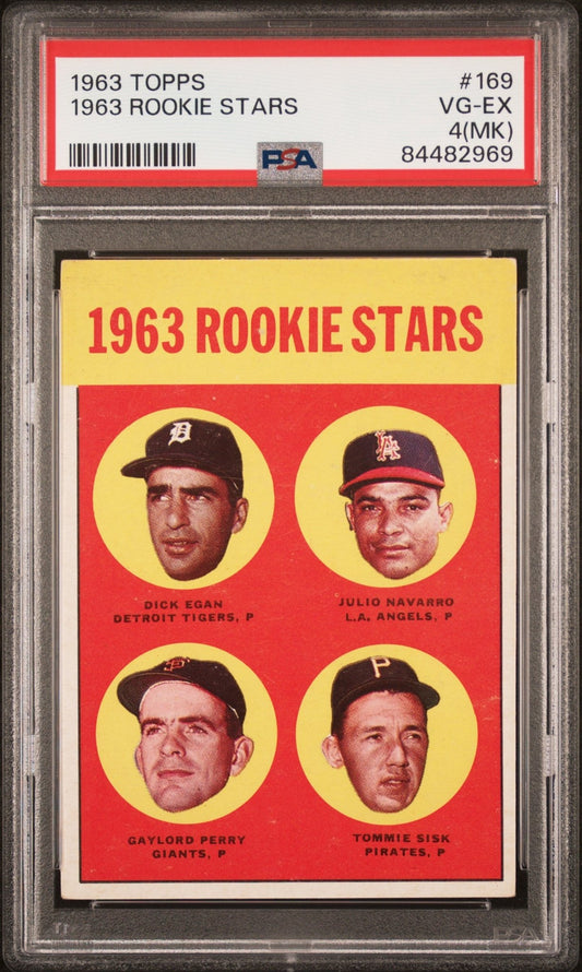 Rookie Stars 1963 Topps Egan / Navarro / Perry / Sisk #169 PSA 4 (MK) - Collector Store LLC