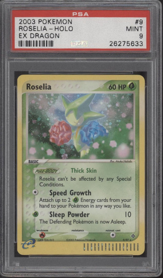 Roselia Pokemon EX Dragon Holo #9 PSA 9 - Collector Store LLC