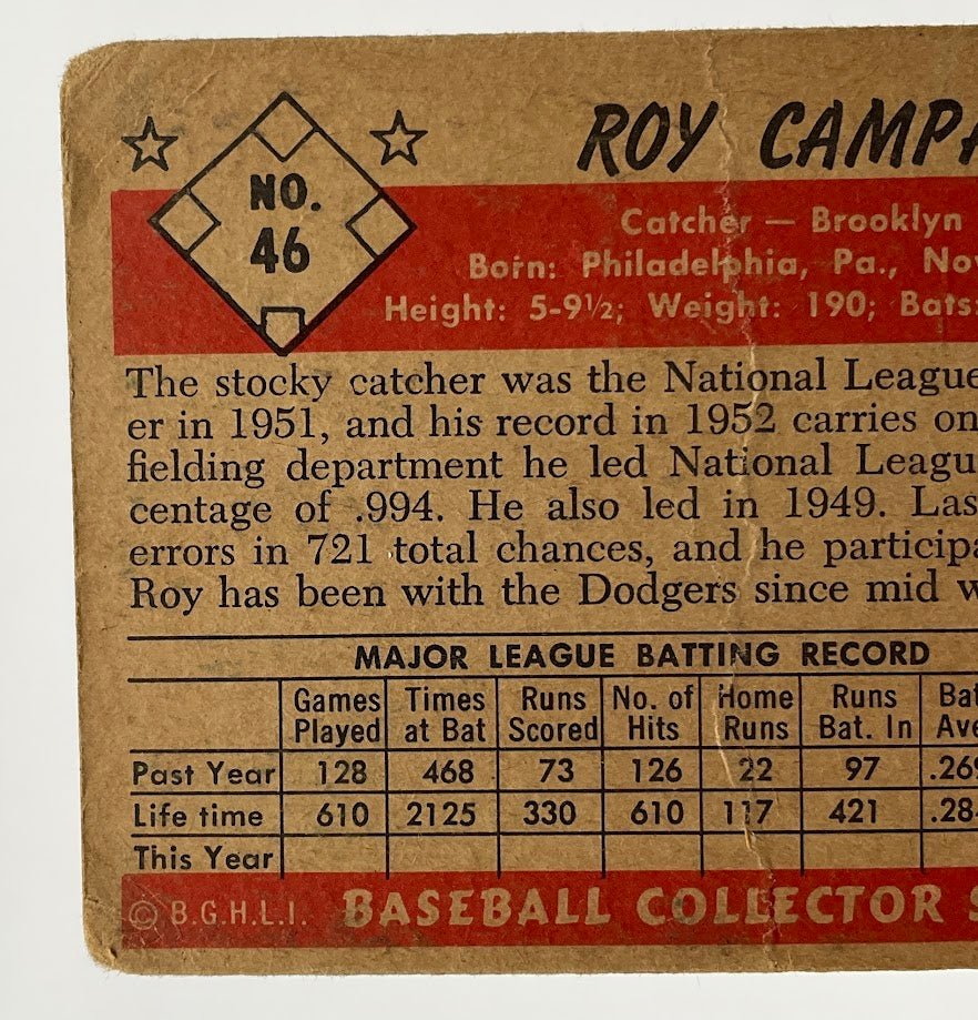 Roy Campanella 1953 Bowman #46 Brooklyn Dodgers PR - Collector Store LLC