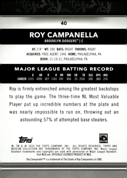 Roy Campanella 2024 Topps Museum Collection #40 - Collector Store LLC