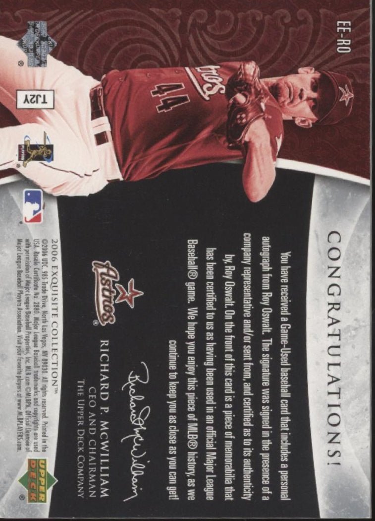 Roy Oswalt 2006 Upper Deck Exquisite Collection Emblems Swatch Auto 11/25 #EE - RO - Collector Store LLC