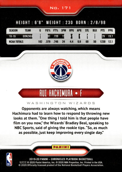 Rui Hachimura 2019 - 20 Panini Chronicles Playbook RC #171 #2 - Collector Store LLC