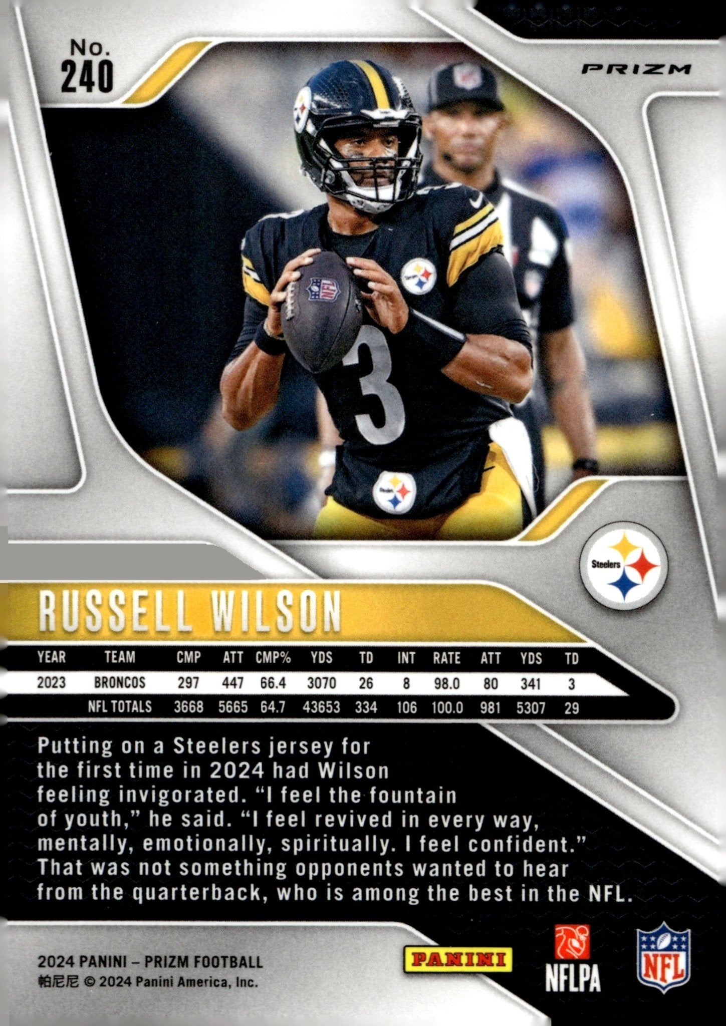 Russell Wilson 2024 Panini Prizm Green Prizm #240 - Collector Store LLC