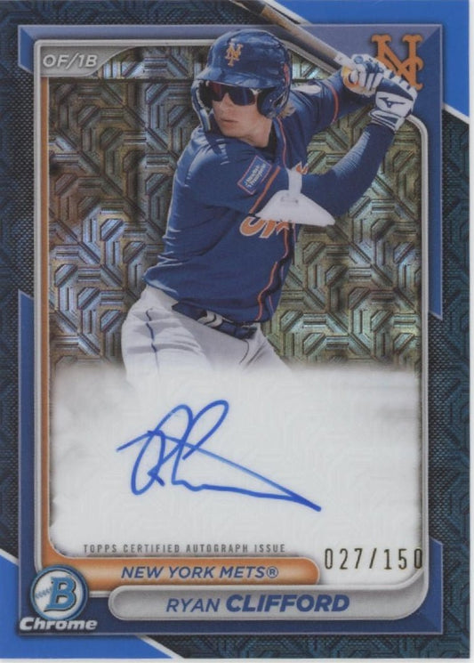 Ryan Clifford 2024 Bowman Chrome Blue Mojo Refractor Auto 027/150 #BMA - RC - Collector Store LLC