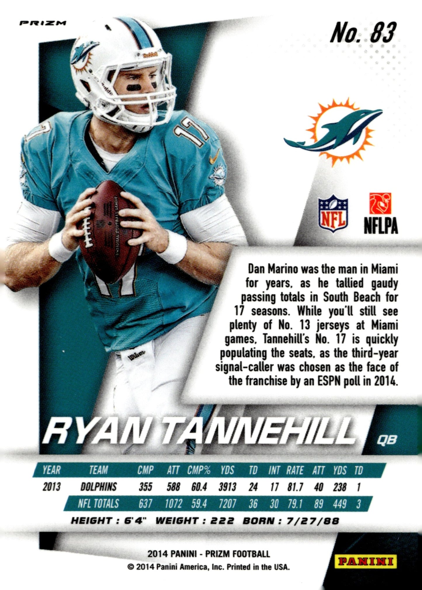 Ryan Tannehill 2014 Panini Prizm Red Prizm #83 - Collector Store LLC