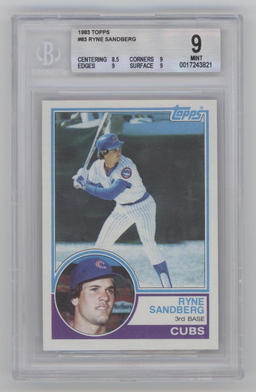 Ryne Sandberg 1983 Topps #83 Beckett 9 - Collector Store LLC