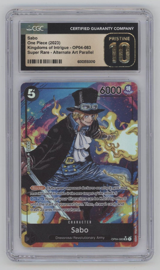 Sabo One Piece Card Game Kingdoms of Intrigue Super Rare Alt Art #083 CGC 10 - Collector Store LLC