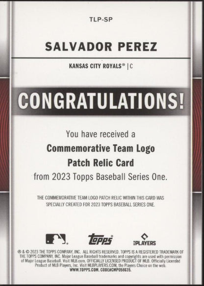Salvador Perez 2023 Topps Series 1 Commemorative Team Logo Patch #TLP - SP - Collector Store LLC