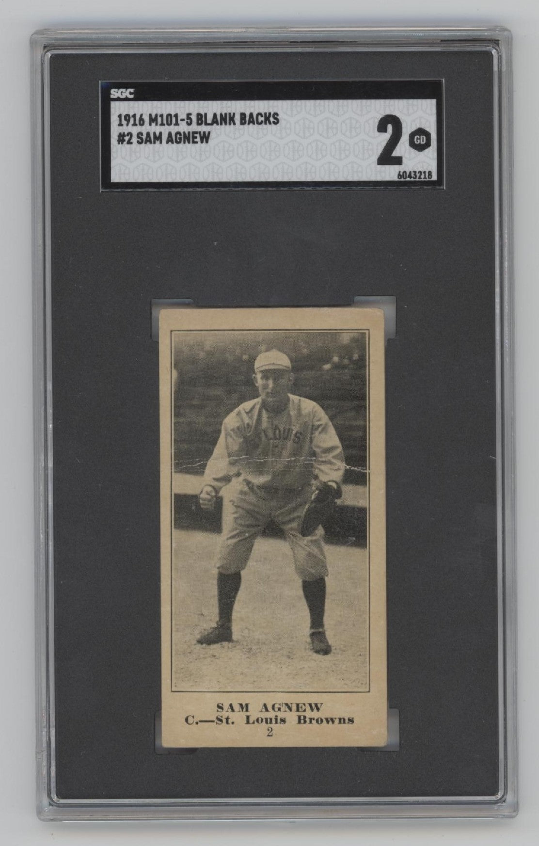 Sam Agnew 1916 M101 - 5 Blank Backs #2 SGC 2 - Collector Store LLC