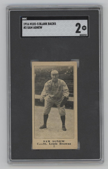 Sam Agnew 1916 M101 - 5 Blank Backs #2 SGC 2 - Collector Store LLC