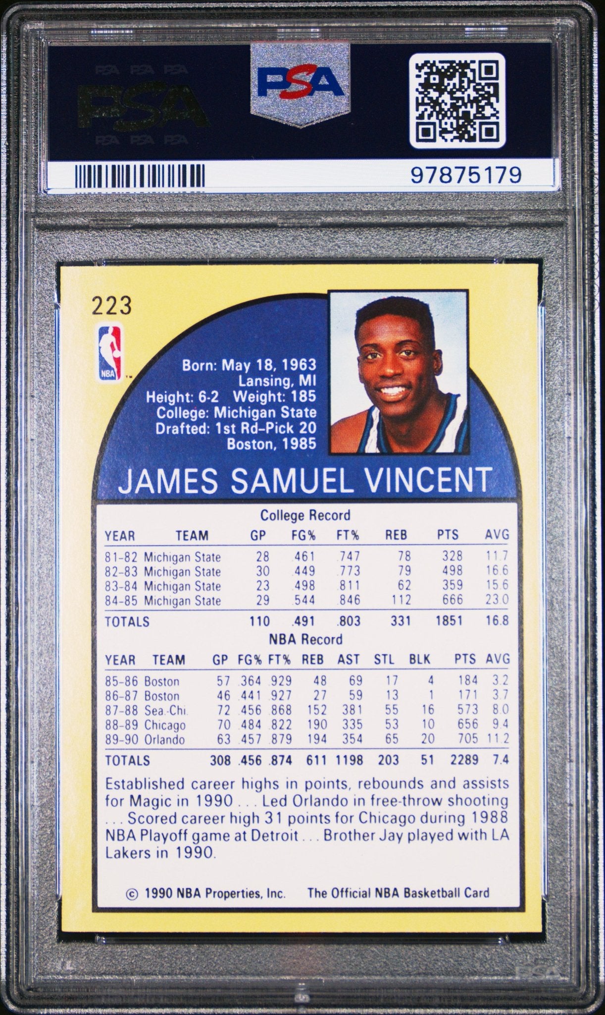 Sam Vincent 1990 Hoops Shows Michael Jordan #223 PSA 7 - Collector Store LLC