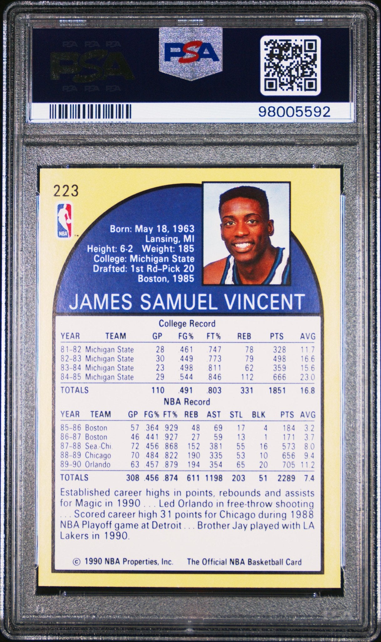 Sam Vincent 1990 Hoops Shows Michael Jordan #223 PSA 9 #3 - Collector Store LLC