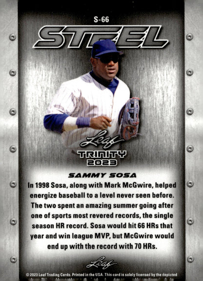 Sammy Sosa 2023 Leaf Trinity Steel #S - 66 - Collector Store LLC