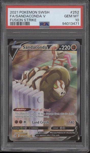 pokemon cards sandaconda Sandaconda V Pokemon Fusion Strike Full Art #252 PSA 10