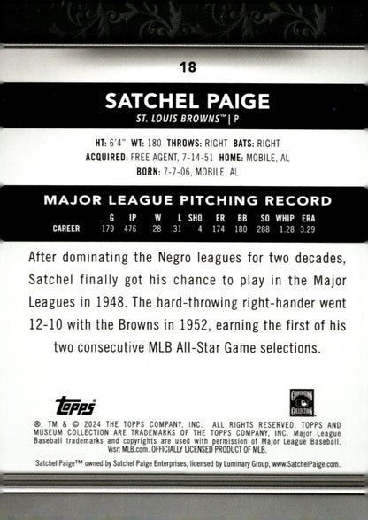 Satchel Paige 2024 Topps Museum Collection #18 - Collector Store LLC