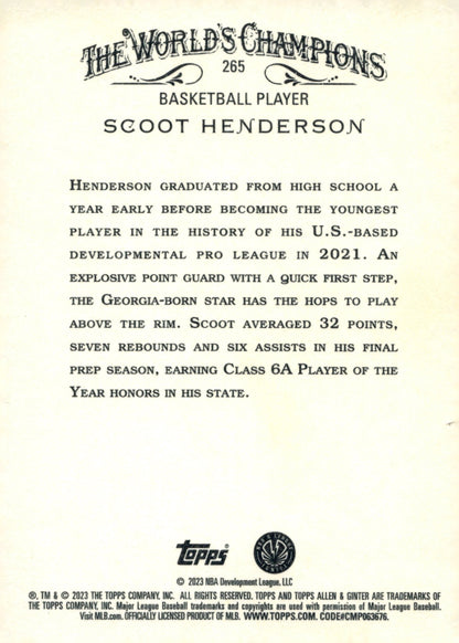 Scoot Henderson 2023 - 24 Topps Allen & Ginter RC #265 #2 - Collector Store LLC