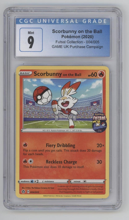 Scorbunny on the Ball Pokemon Futsal Collection Game UK Purchase Campaign CGC 9 - Collector Store LLC