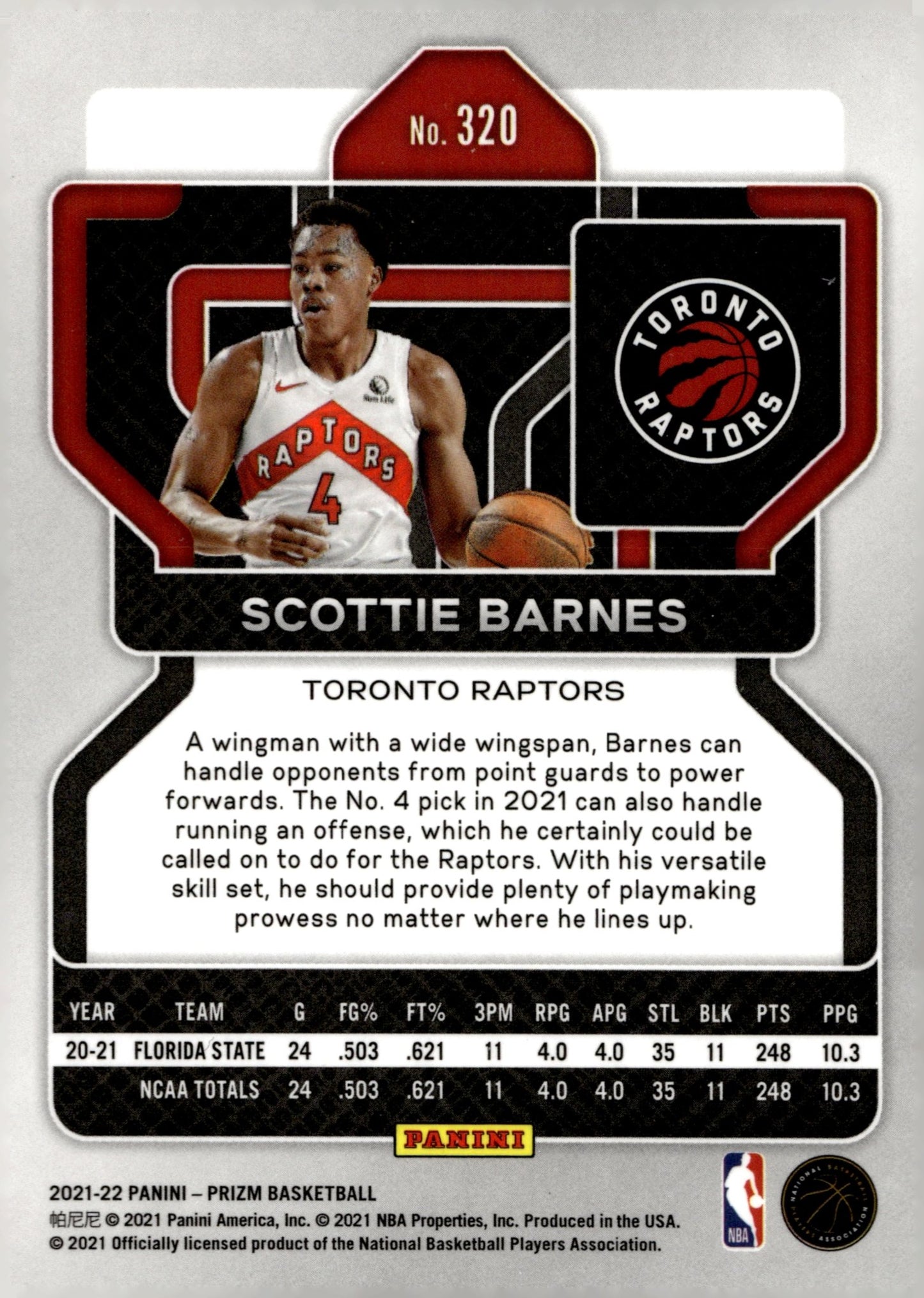 Scottie Barnes 2021 - 22 Panini Prizm RC #230 #2 - Collector Store LLC