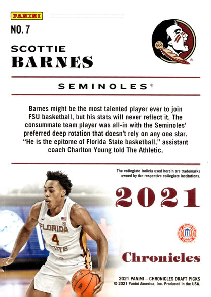 Scottie Barnes 2021 Panini Chronicles Draft Picks RC #7 - Collector Store LLC