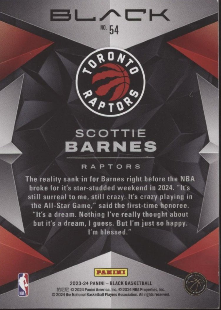 Scottie Barnes 2023 - 24 Panini Black 11/25 #54 - Collector Store LLC