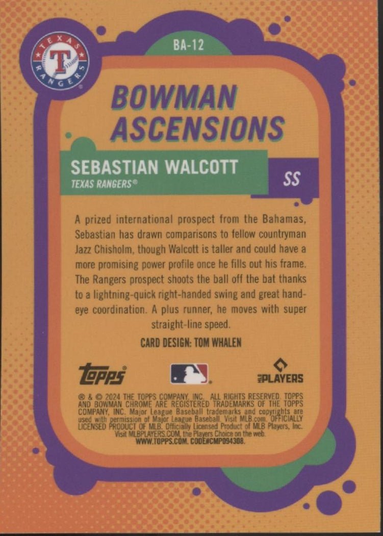 Sebastian Walcott 2024 Bowman Chrome Ascensions Mojo Refractor #BA - 12 - Collector Store LLC