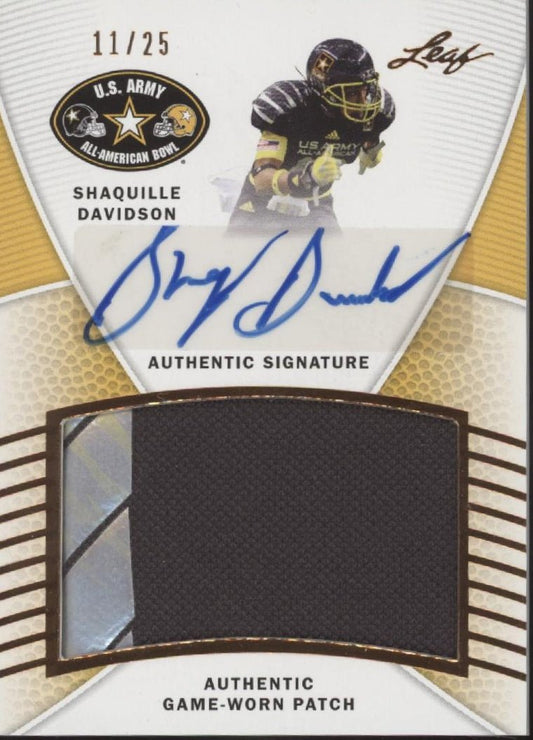 Shaquille Davidson 2014 Leaf US Army All American Bowl Swatch Auto 11/25 #PA - SD1 - Collector Store LLC