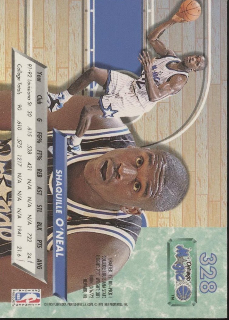 Shaquille O'Neal 1992 - 93 Fleer Ultra RC #328 #2 - Collector Store LLC