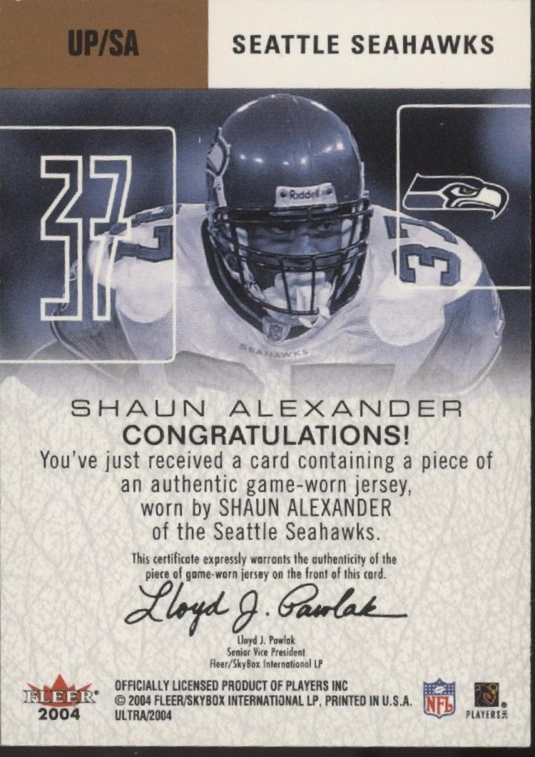 Shaun Alexander 2004 Fleer Ultra Performers Swatch #UP - SA - Collector Store LLC