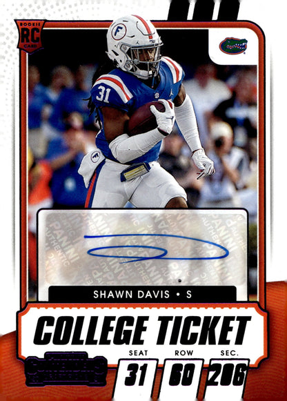 Shawn Davis 2021 Contenders Draft Picks College Ticket Purple RC Auto #224 - Collector Store LLC