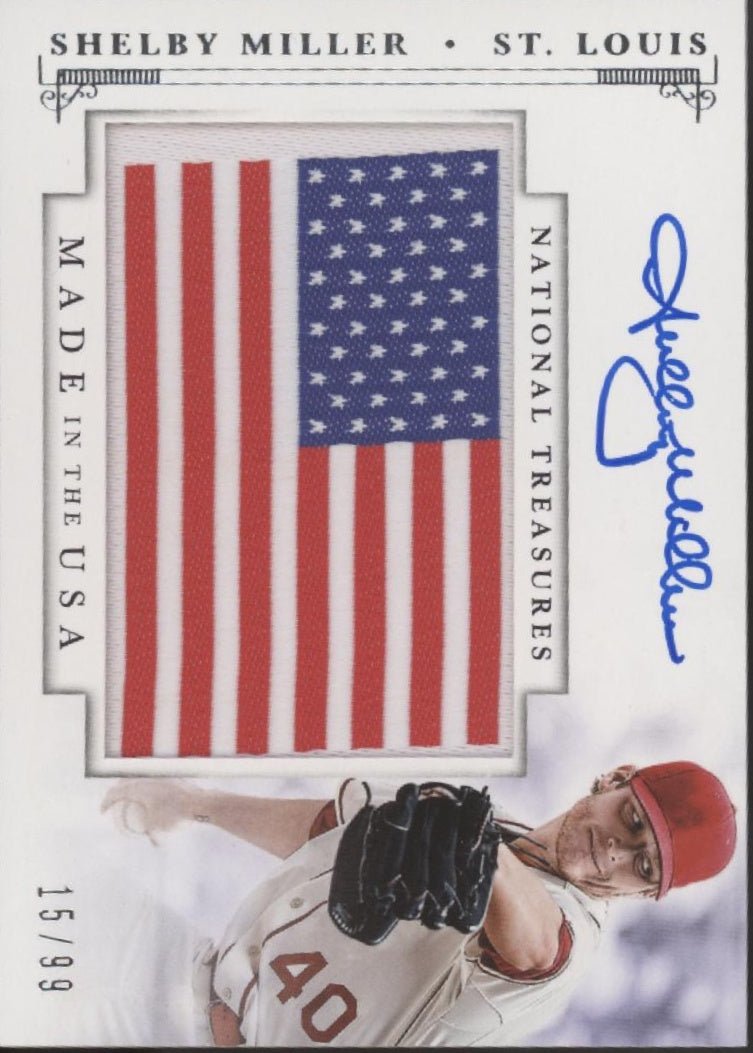 Shelby Miller 2014 Panini National Treasures Made in the USA Patch Auto 15/99 - Collector Store LLC