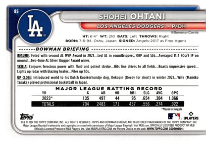 Shohei Ohani 2024 Bowman Chrome #85 #1 - Collector Store LLC