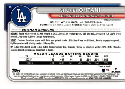 Shohei Ohani 2024 Bowman Chrome #85 #2 - Collector Store LLC