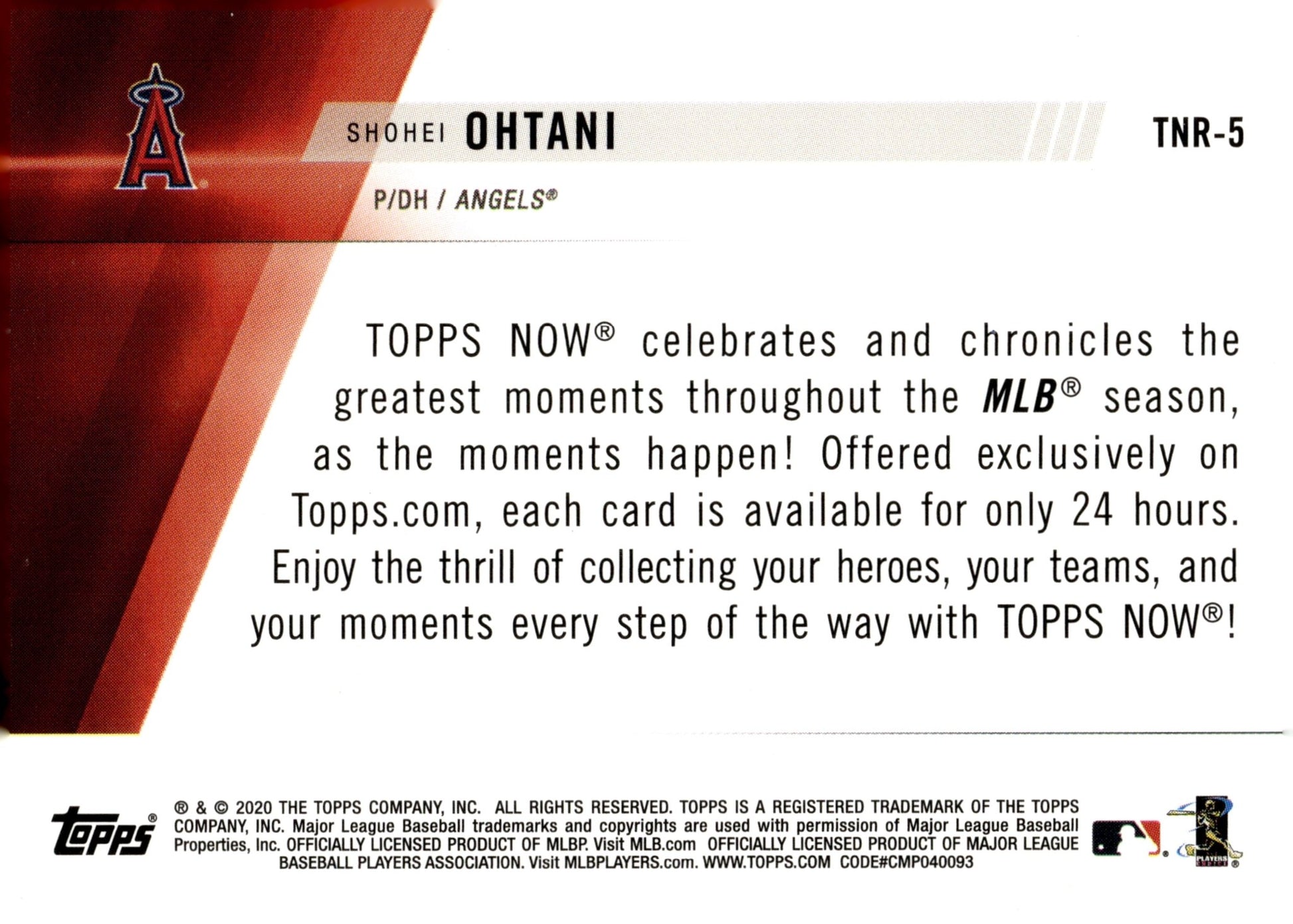 Shohei Ohtani 2020 Topps Now Review #TNR - 5 - Collector Store LLC