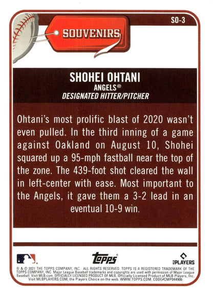 Shohei Ohtani 2021 Topps Big League Souvenirs 439ft #SO - 3 - Collector Store LLC
